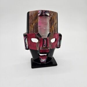 5"Beautiful Mayan Aztec Burial Death Mask Beautiful Semi-Precious Stones Mexico
